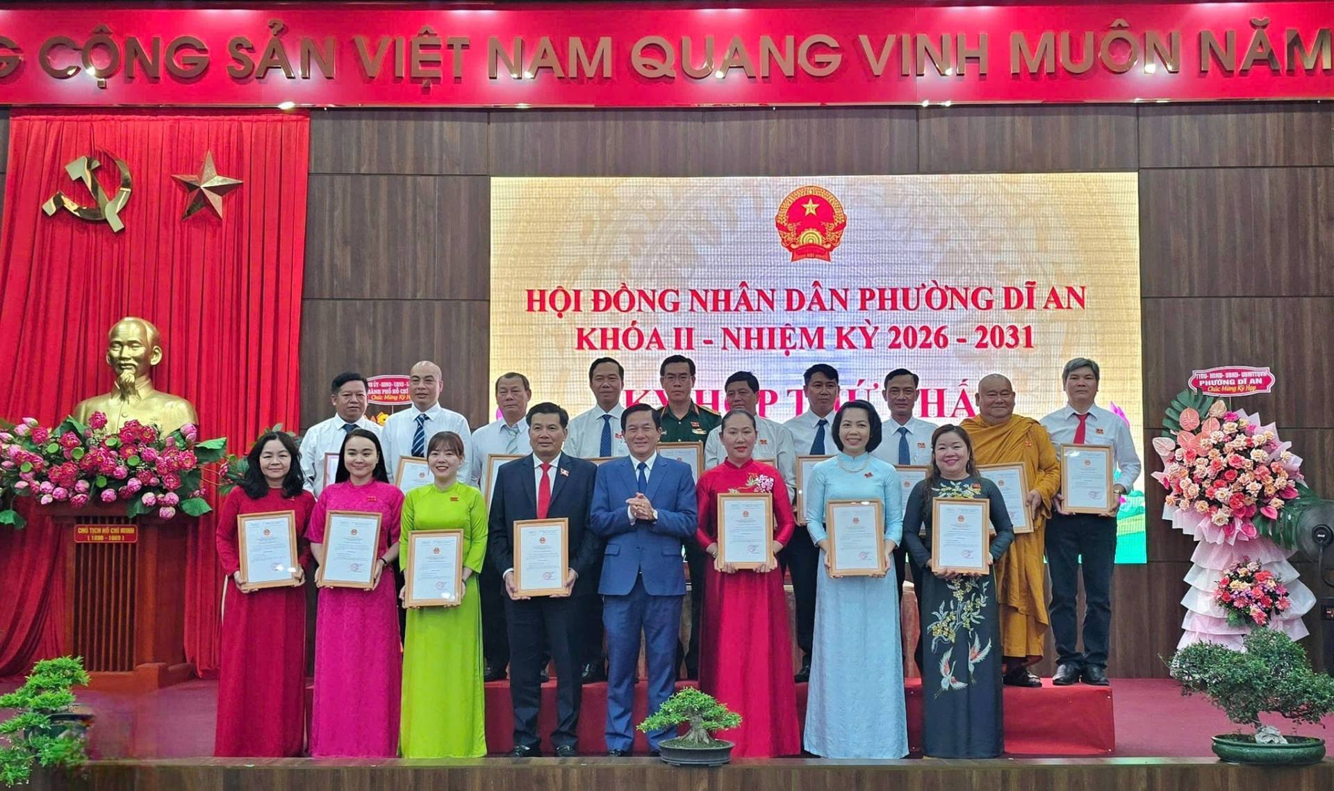 HĐND phường Dĩ An khóa II, nhiệm kỳ 2026- 2031 tổ chức kỳ họp thứ nhất, kiện toàn nhân sự chủ chốt