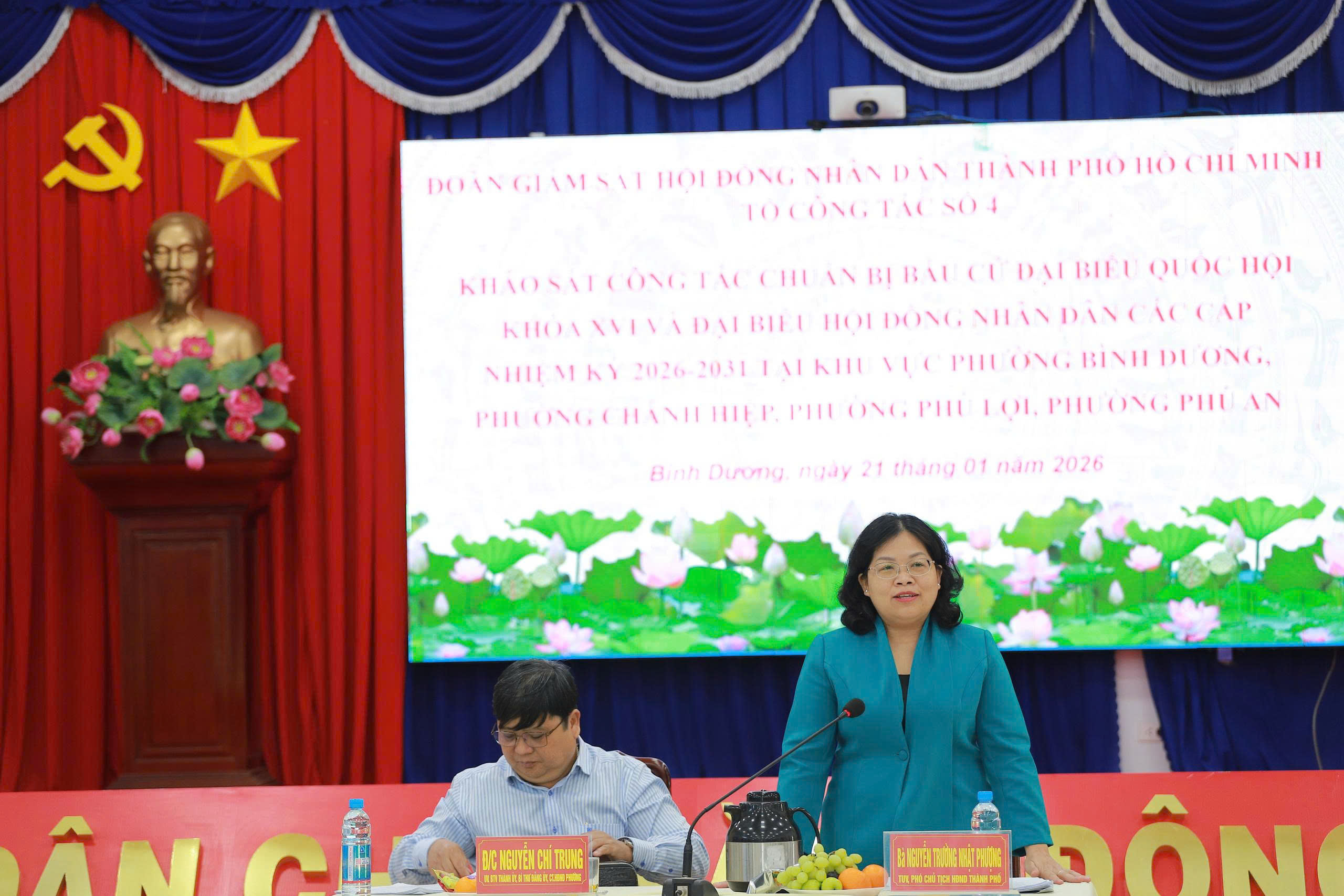 Tổ công tác Số 4 (Đoàn giám sát của Hội đồng nhân dân Thành phố) Khảo sát công tác chuẩn bị bầu cử đại biểu Quốc hội khóa XVI và đại biểu HĐND các cấp nhiệm kỳ 2026 – 2031 tại phường Bình Dương, phường Chánh Hiệp, phường Phú Lợi và phường Phú An