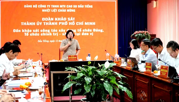 Thành ủy TPHCM khảo sát công tác Đảng tại Công ty Cao su Dầu Tiếng
