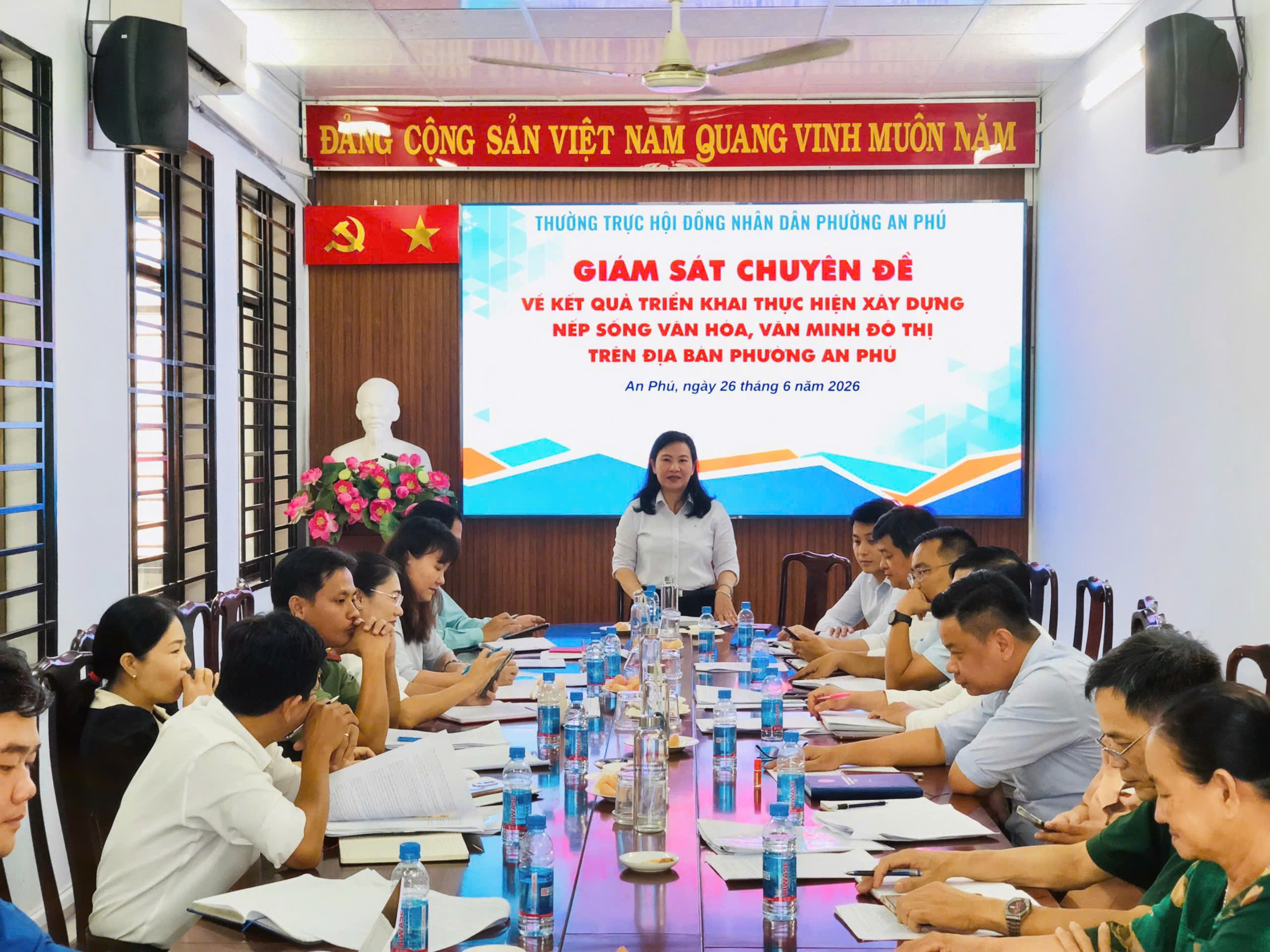 THƯỜNG TRỰC HĐND PHƯỜNG AN PHÚ GIÁM SÁT CHUYÊN ĐỀ VỀ KẾT QUẢ TRIỂN KHAI THỰC HIỆN XÂY DỰNG NẾP SỐNG VĂN HÓA, VĂN MINH ĐÔ THỊ