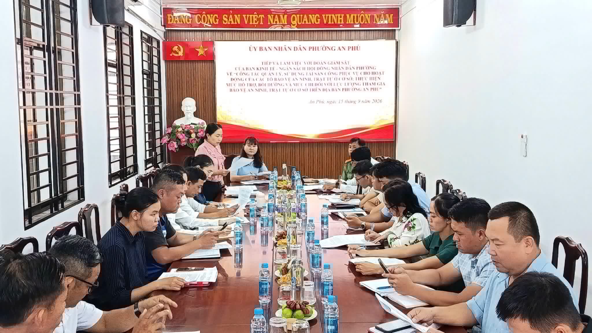 PHƯỜNG AN PHÚ: BAN KINH TẾ - NGÂN SÁCH HĐND PHƯỜNG GIÁM SÁT VIỆC QUẢN LÝ TÀI SẢN CÔNG VÀ CHẾ ĐỘ CHO LỰC LƯỢNG BẢO VỆ ANTT Ở CƠ SỞ